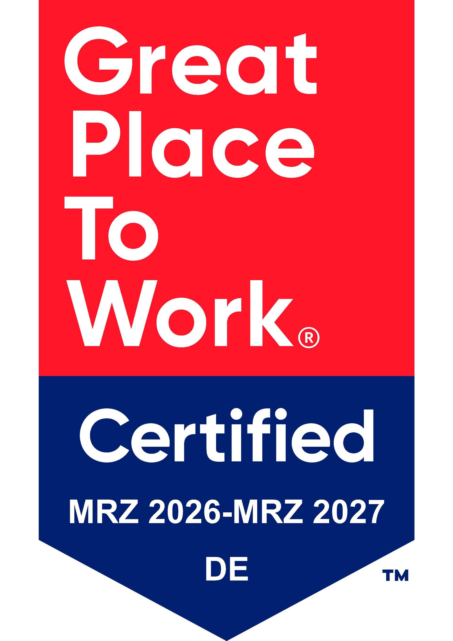 Great Place to Work zertifiziert für den Zeitraum MRZ 2026 bis MRZ 2027.