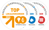 Top 7 Lokalversorger 2026 im Vergleich für Strom und Gas, Wasser sowie Wärme laut Energieverbraucherportal.